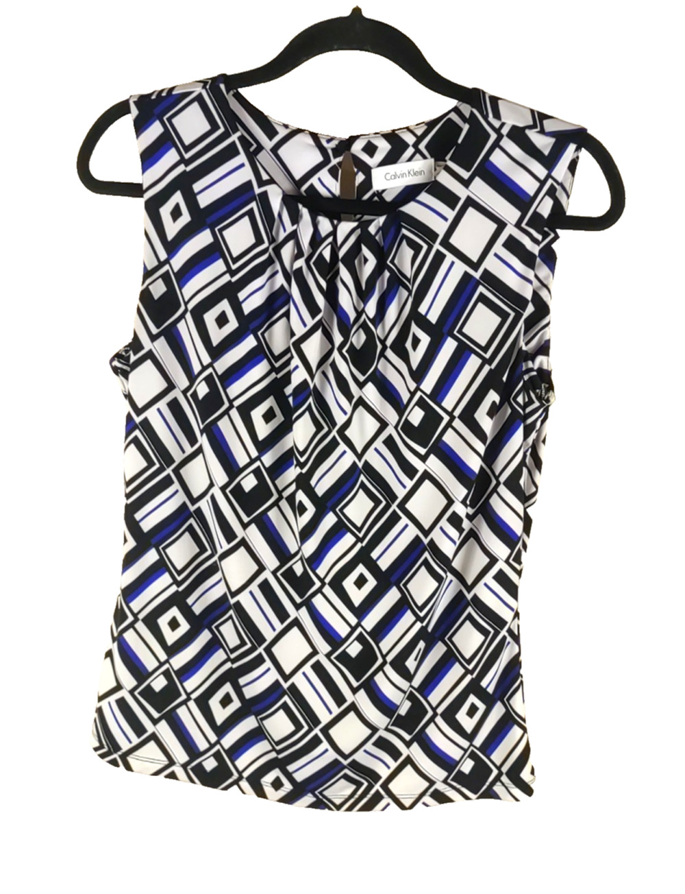 Calvin Klein Suits Womens Tank Sleeveless Blouse Black White Small